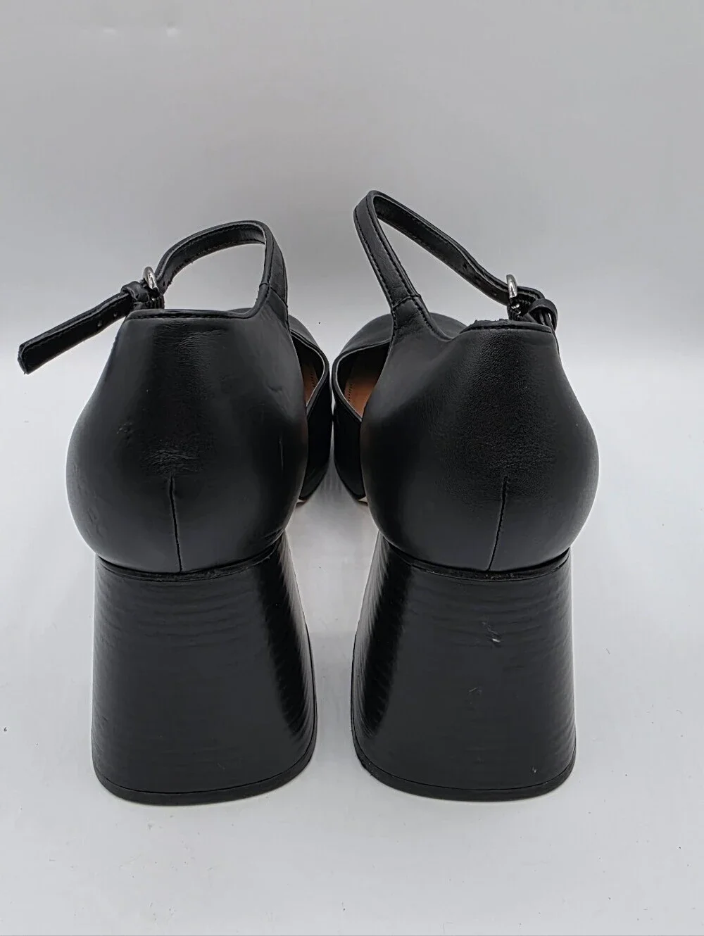 New Women's Faux Patent Leather Ankle Strap Platform Pump Chunky Block High Heel